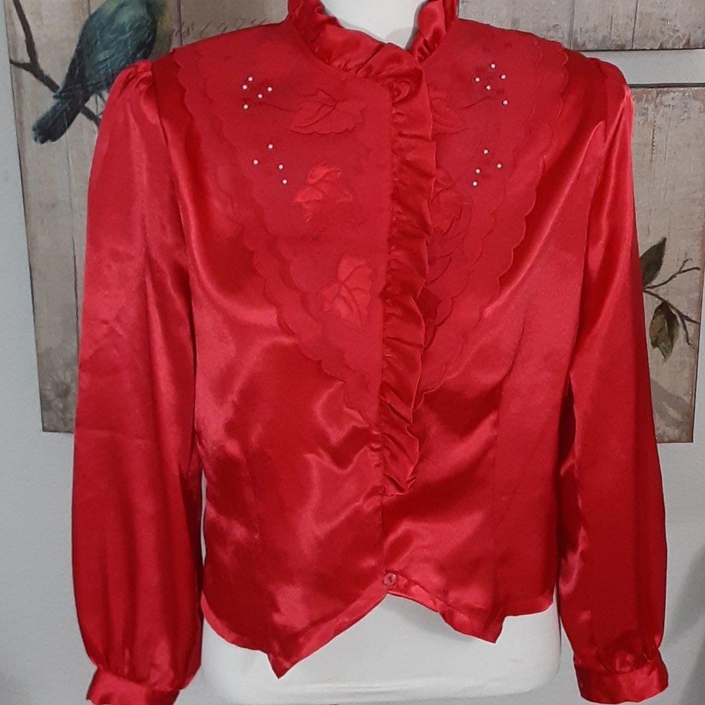 Valentine Red Ruffle Blouse